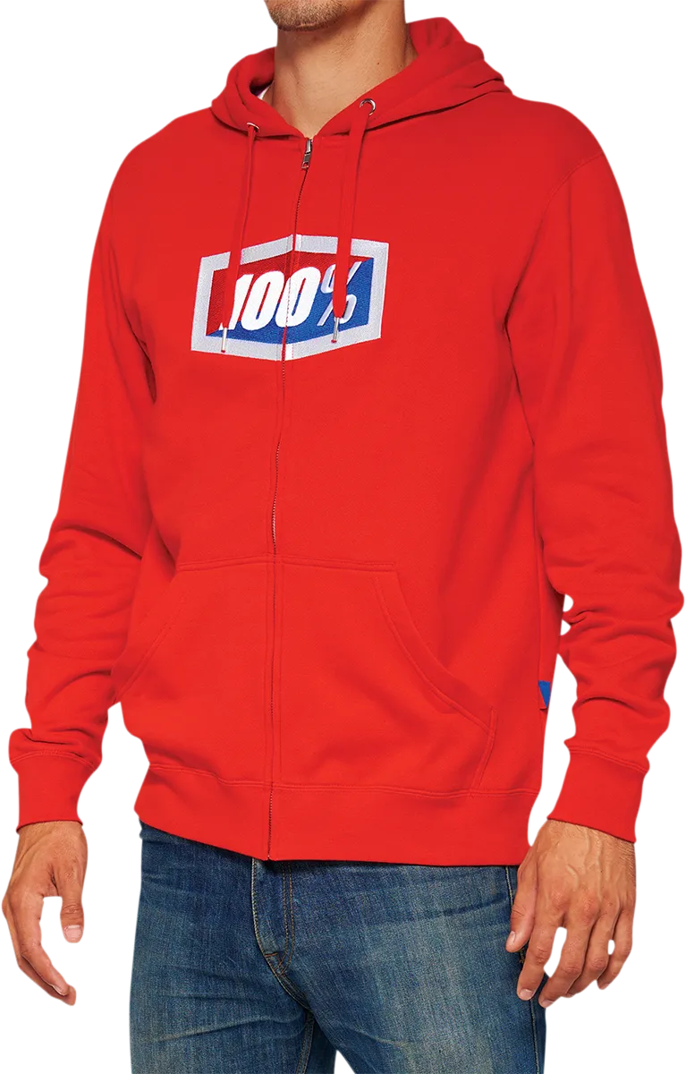 100% Official Fleece Zip-Up Hoodie - Red - 2XL 20032-00019