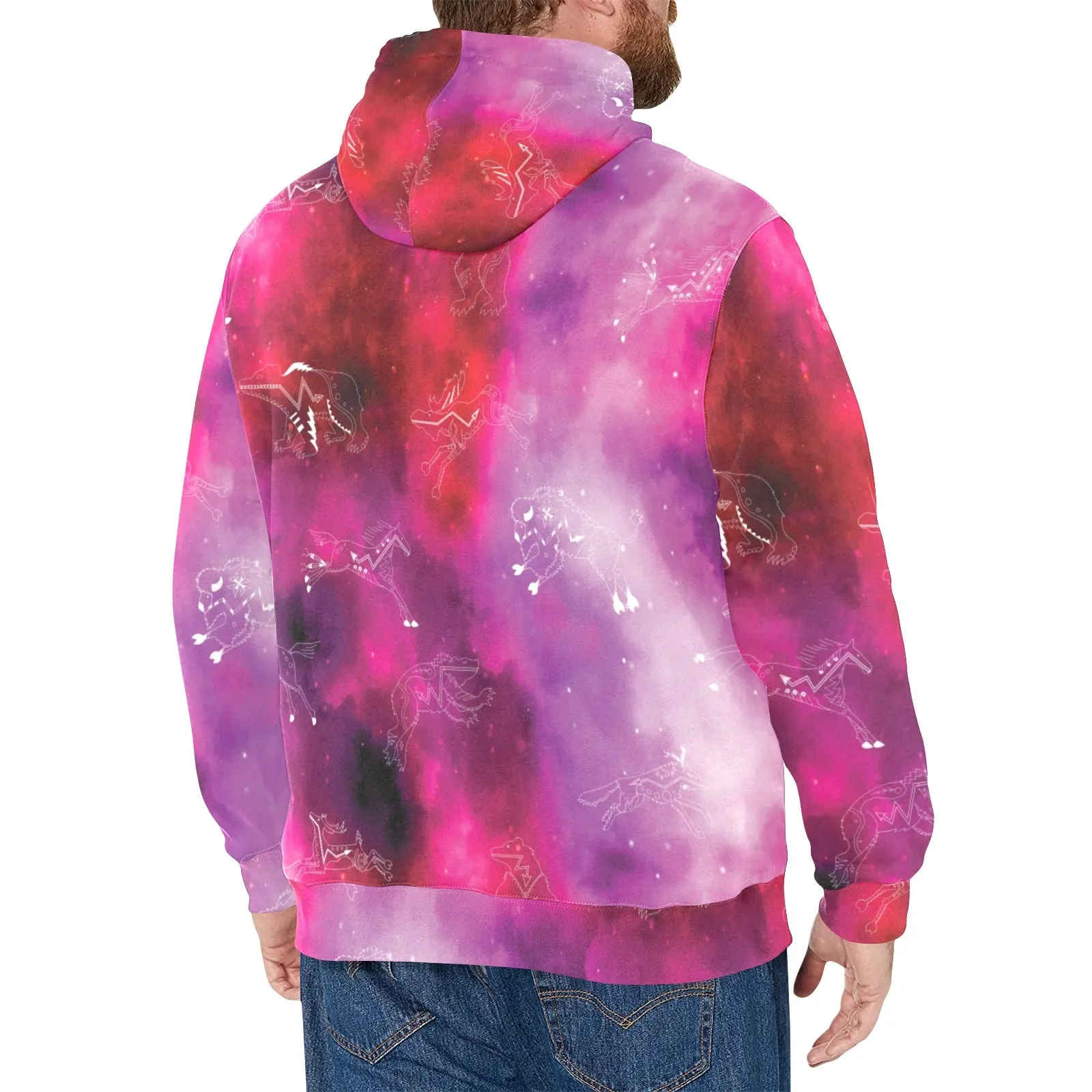 Animal Ancestors 8 Gaseous Clouds Pink and Red Men's Long Sleeve Fleece Hoodie