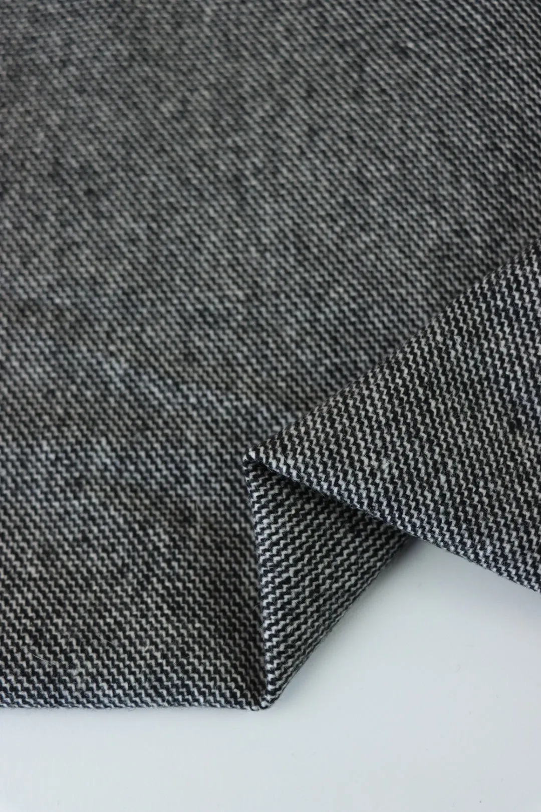 Black & White Diagonal Weave Wool Coating