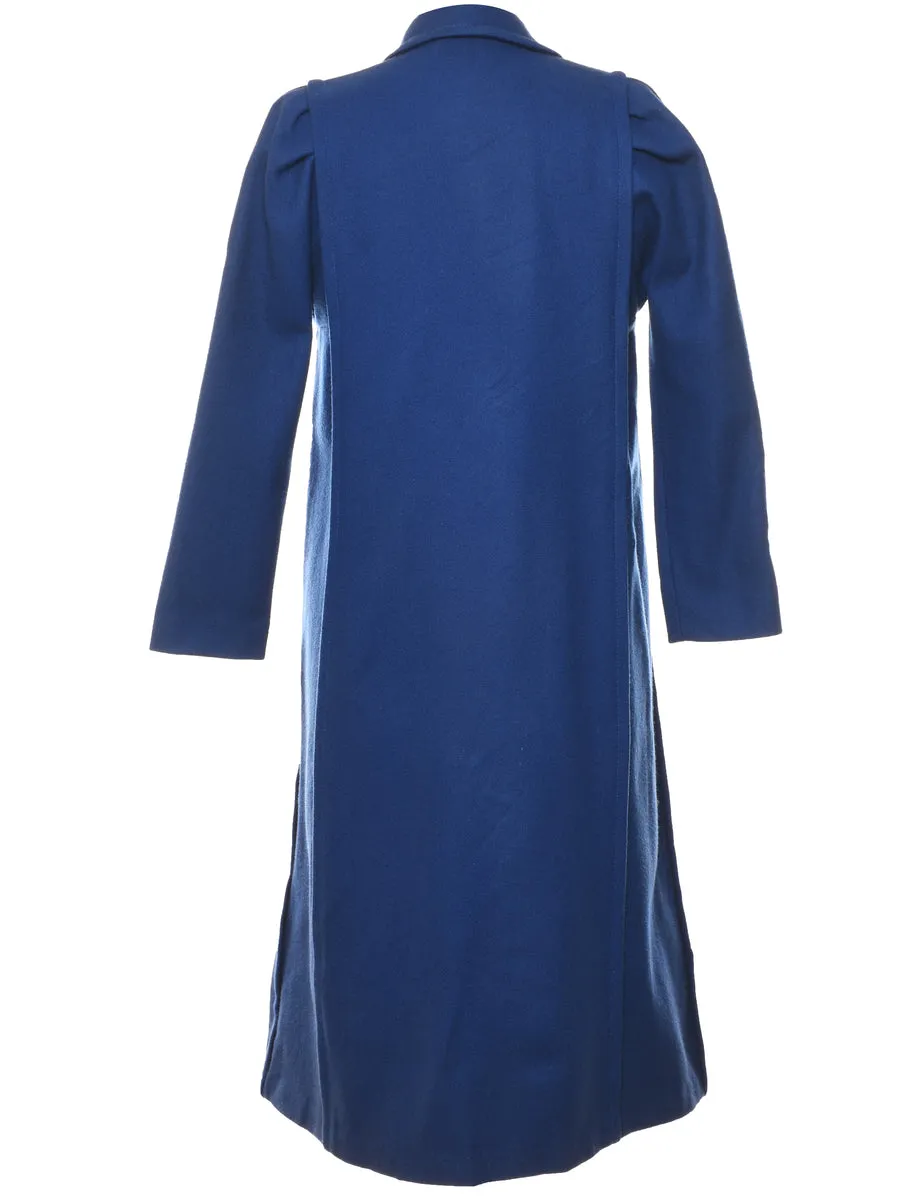 Blue Classic Wool Coat - L