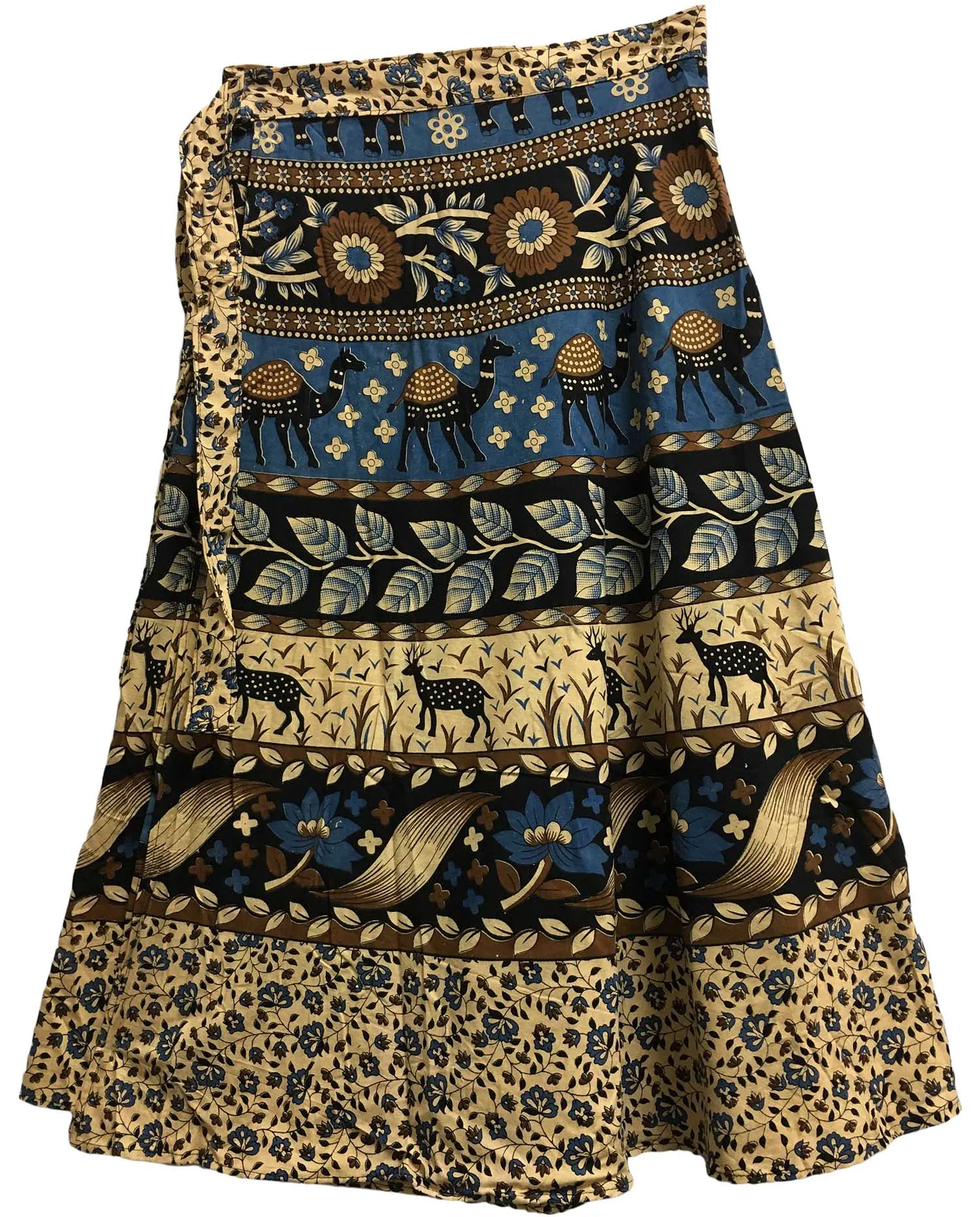 Bohemian Indian Ethnic Block Print Wrap Around Cotton Long Maxi Skirt Bagroo