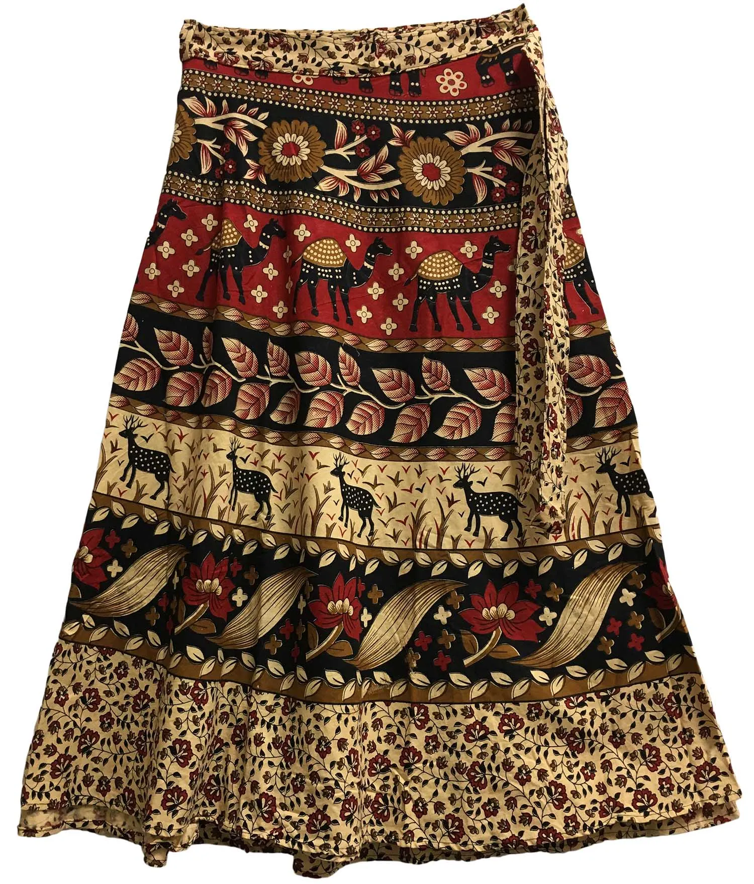 Bohemian Indian Ethnic Block Print Wrap Around Cotton Long Maxi Skirt Bagroo