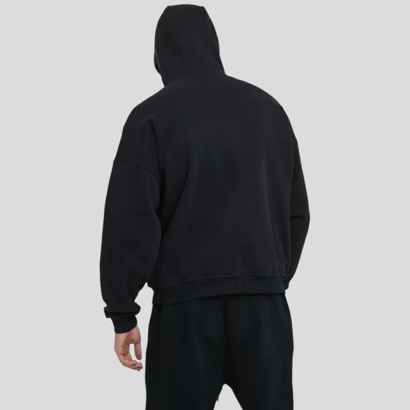 Boxy fit high neck ski mask zip front hoodie