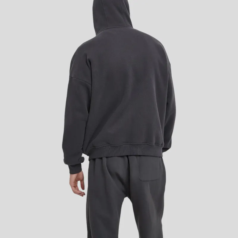 Boxy fit high neck ski mask zip front hoodie