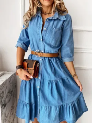 Button Front Denim Dress