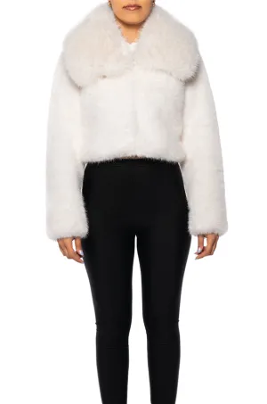 CADENCE-WHITE FAUX FUR JACKET