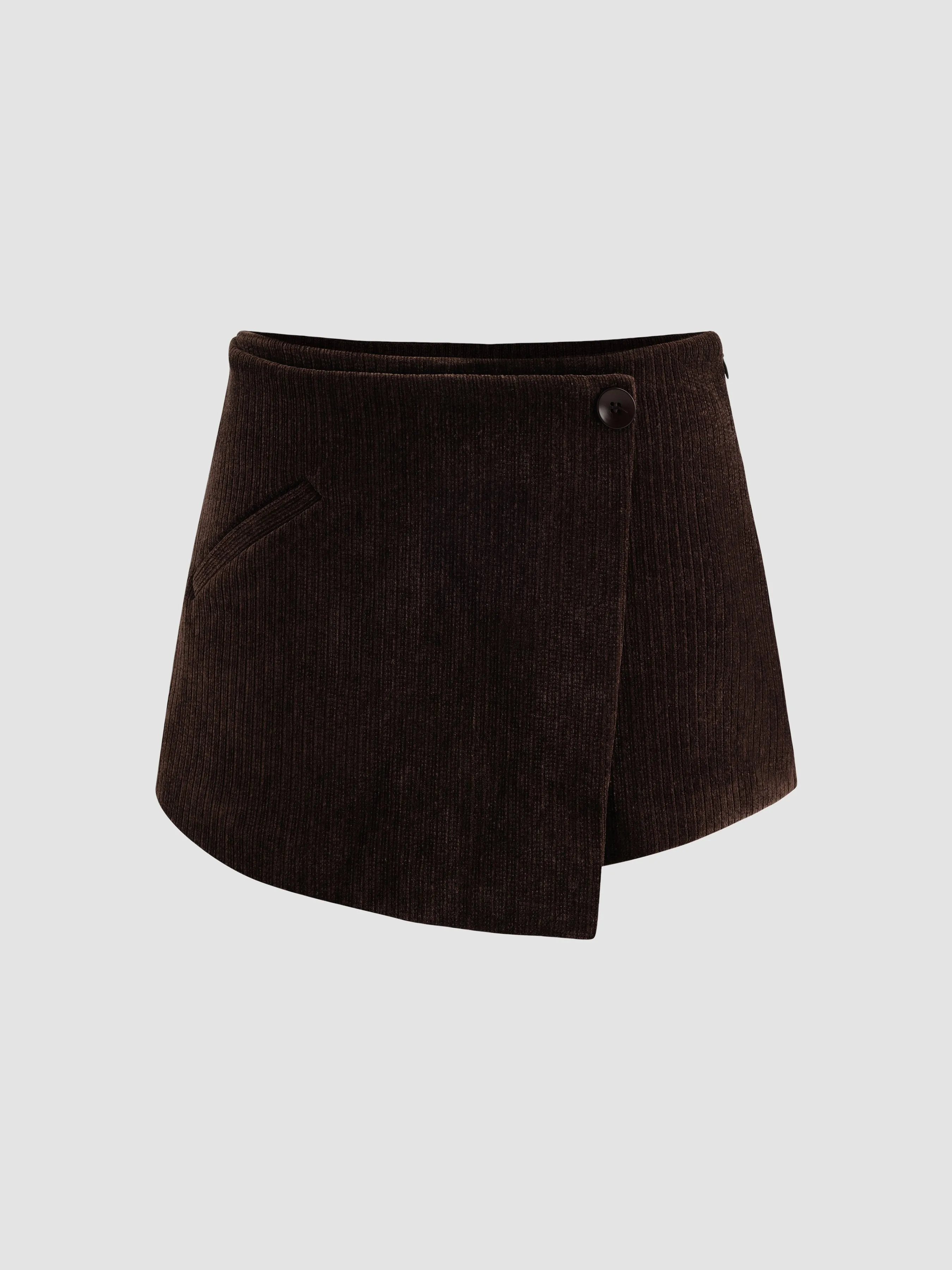 Casual Low-rise Wrap Side Pocket Skort