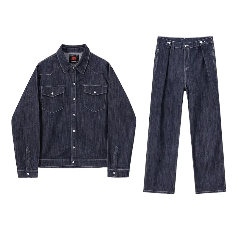 Classic dark denim set - shirt jacket