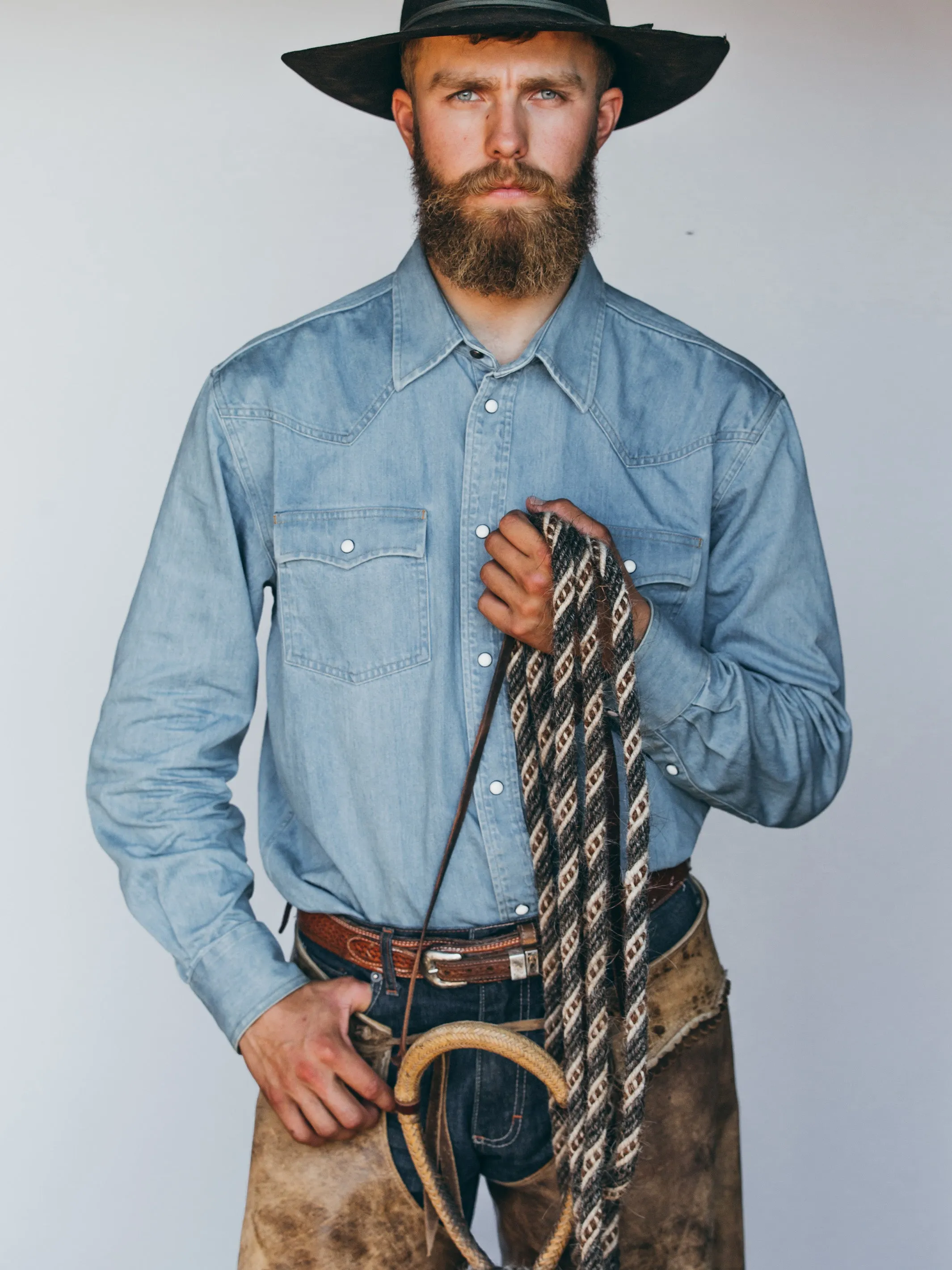 Classic Western Denim Snap Shirt