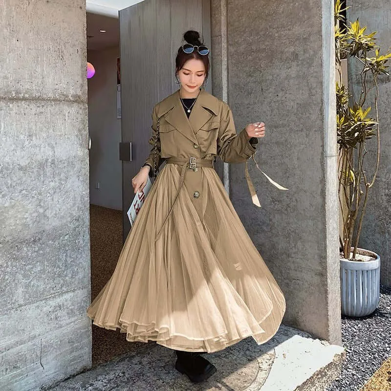 Coat for Women Spring Chic Belted Trench