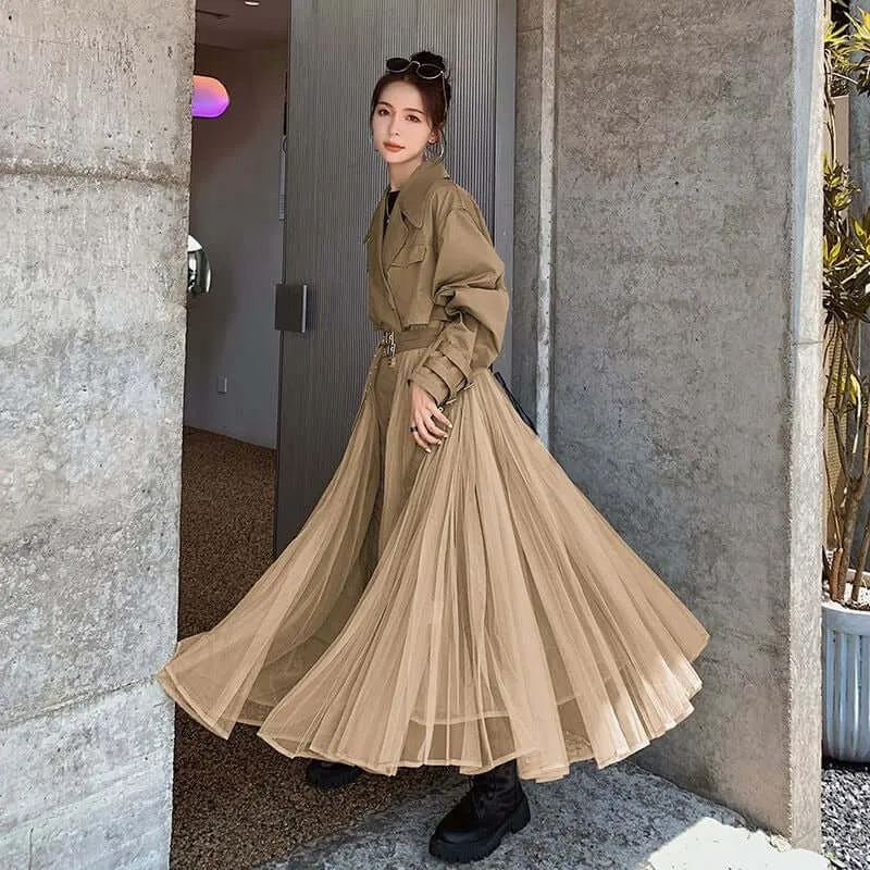 Coat for Women Spring Chic Belted Trench