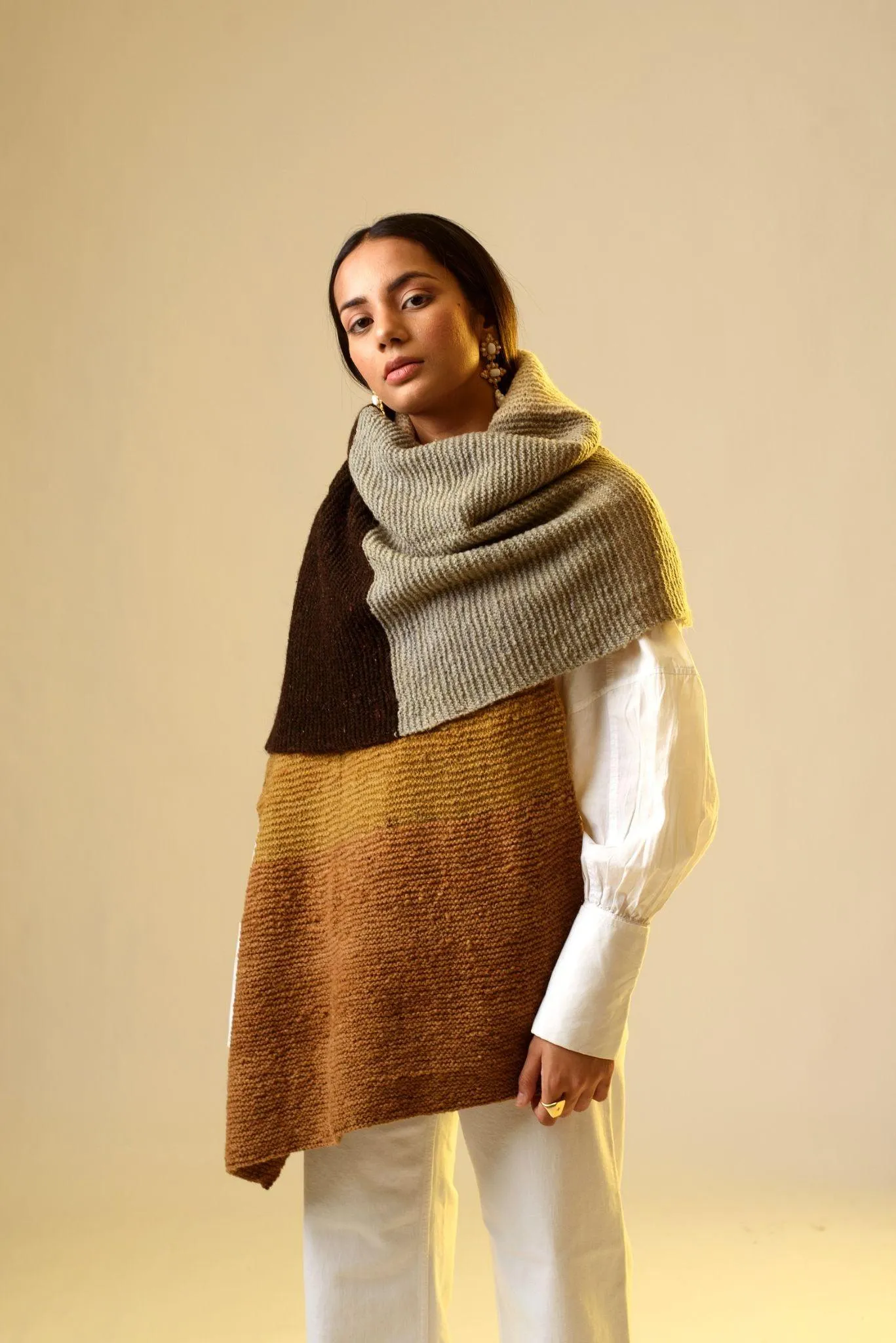 Colour Block Wide Scarf