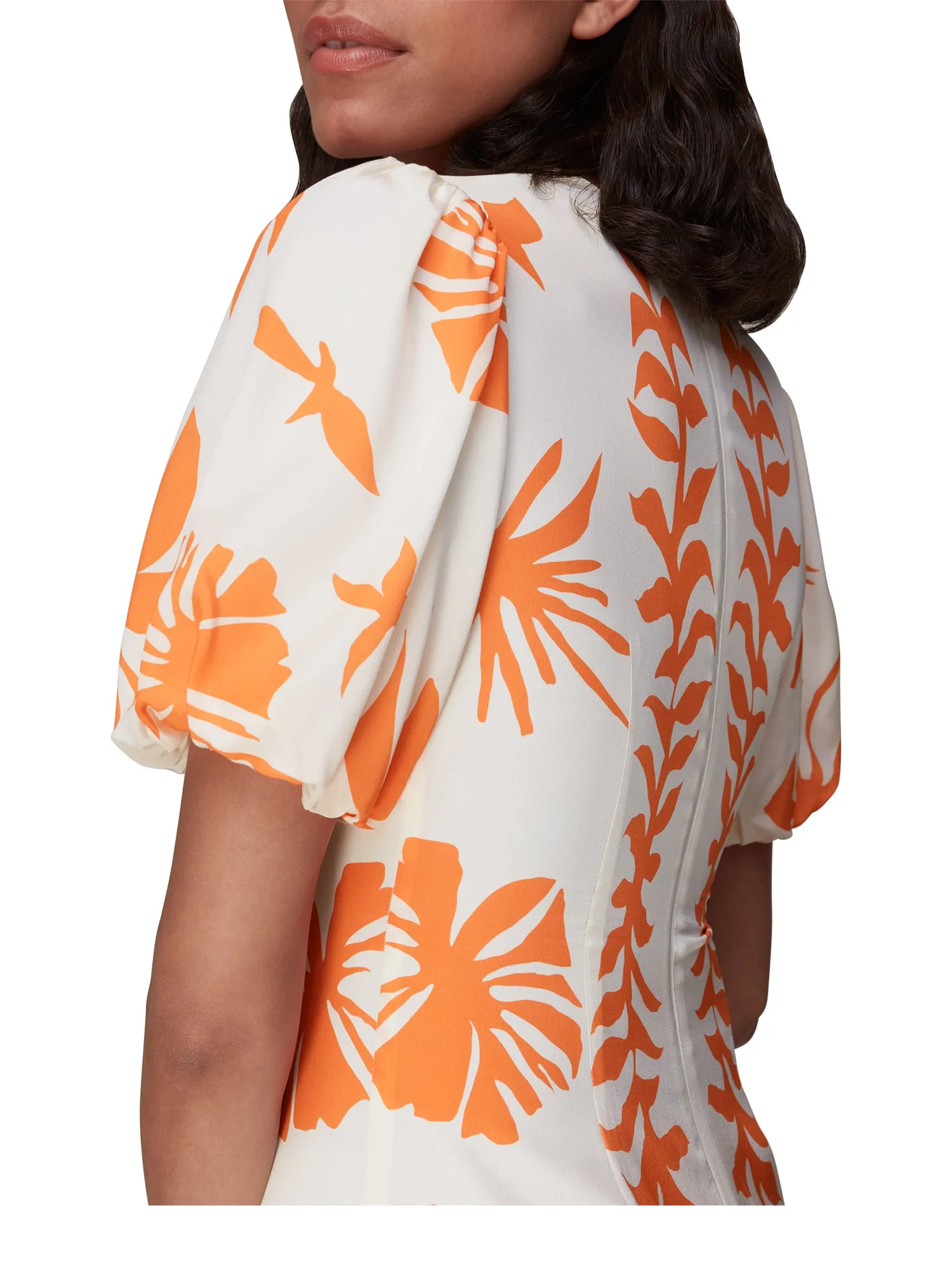 Cora Big Leaf Print Silk Dress