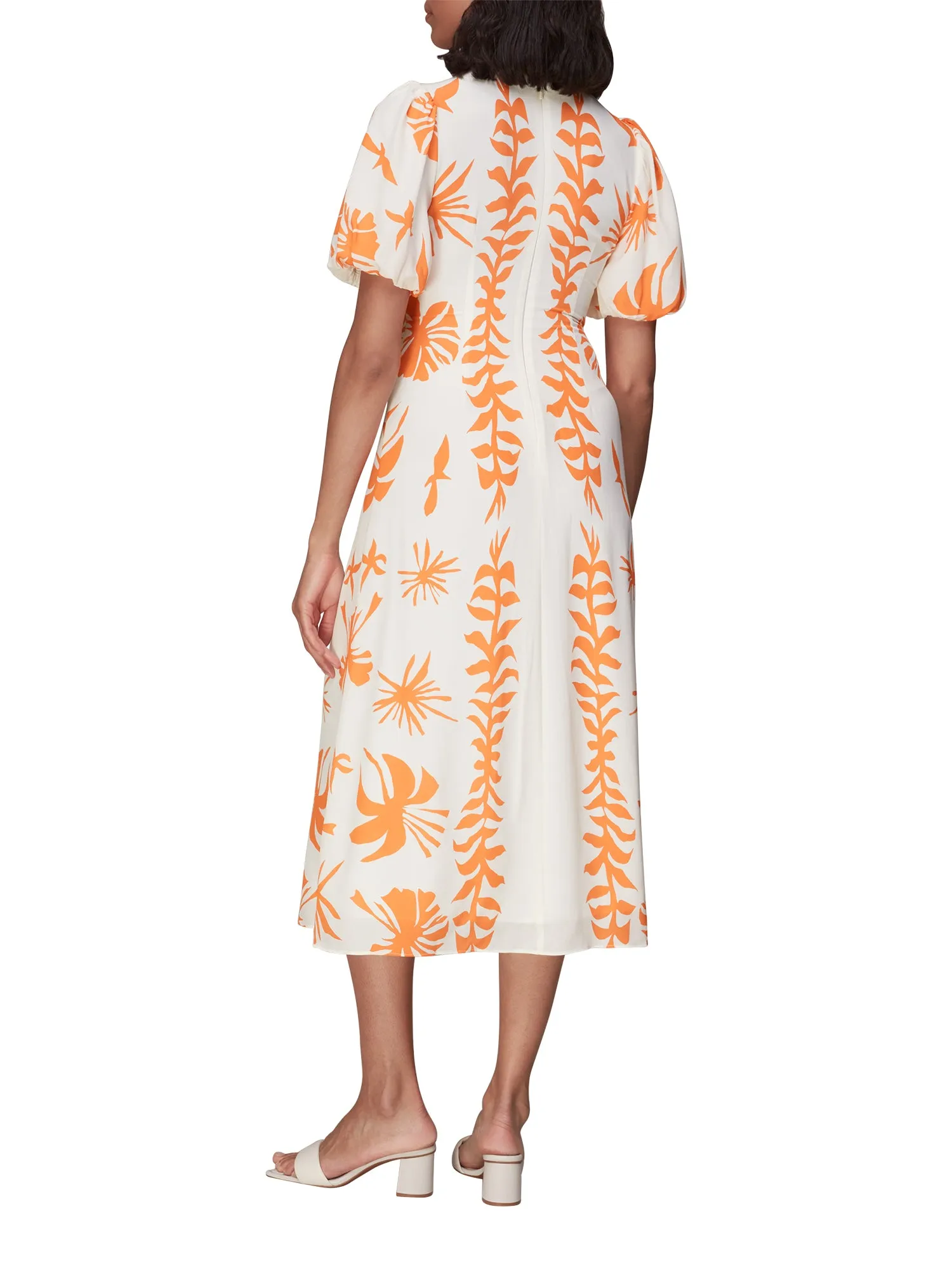 Cora Big Leaf Print Silk Dress