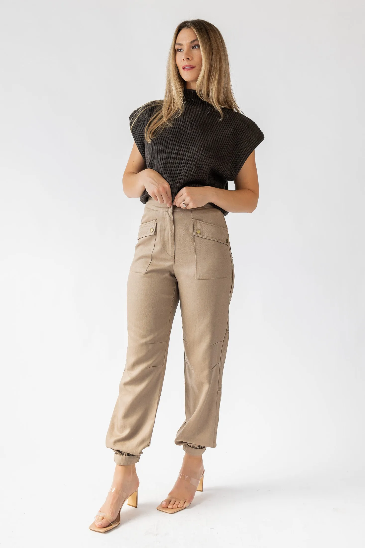 Dane Taupe Coated Cargo Pants - Final Sale