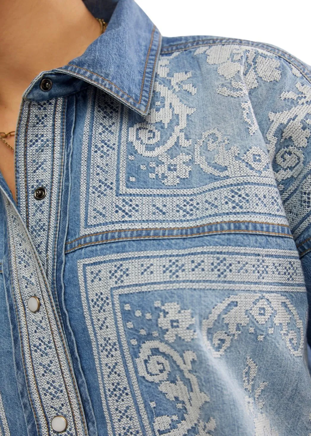 Embroidered Denim Shirt