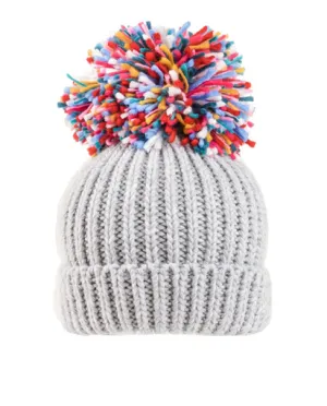 Firework Large Knitted Pompom Hat - Cream