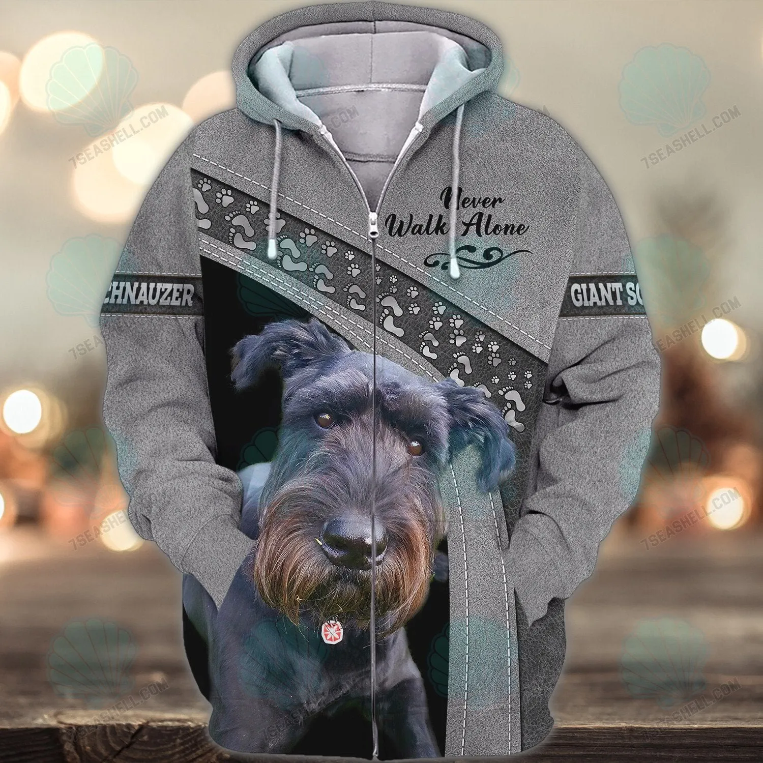 Giant Schnauzer Never Walk Alone 3D Full Print Shirts, Christmas Dog Memorial Gifts for loss of Dog