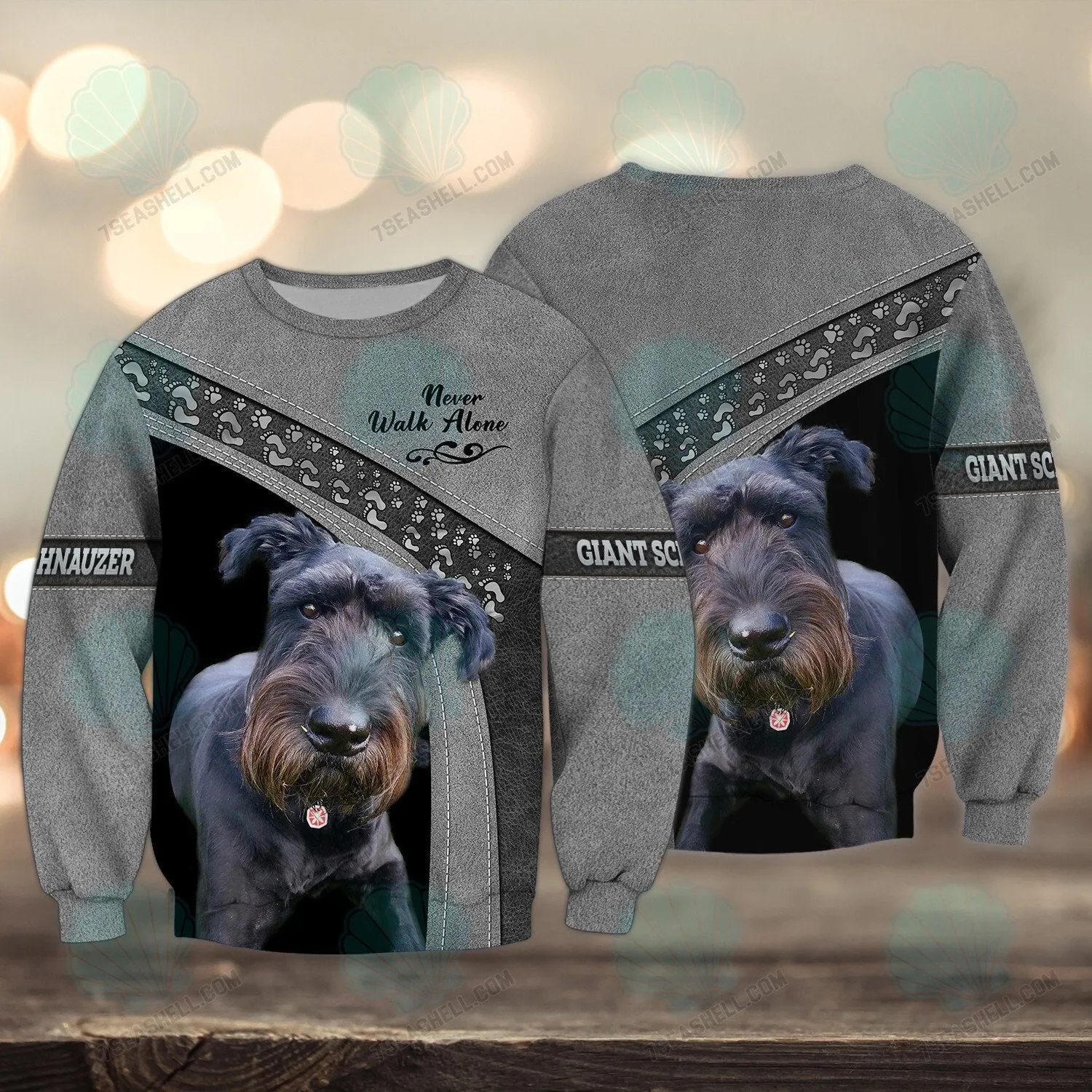 Giant Schnauzer Never Walk Alone 3D Full Print Shirts, Christmas Dog Memorial Gifts for loss of Dog