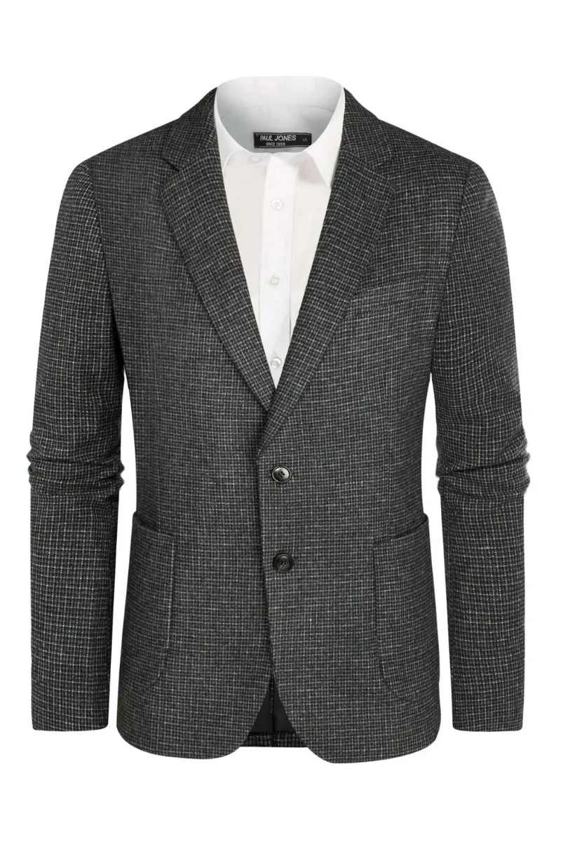 Herringbone Tweed Two Buttons Blazer British Wool Blend Sport Coat Jacket