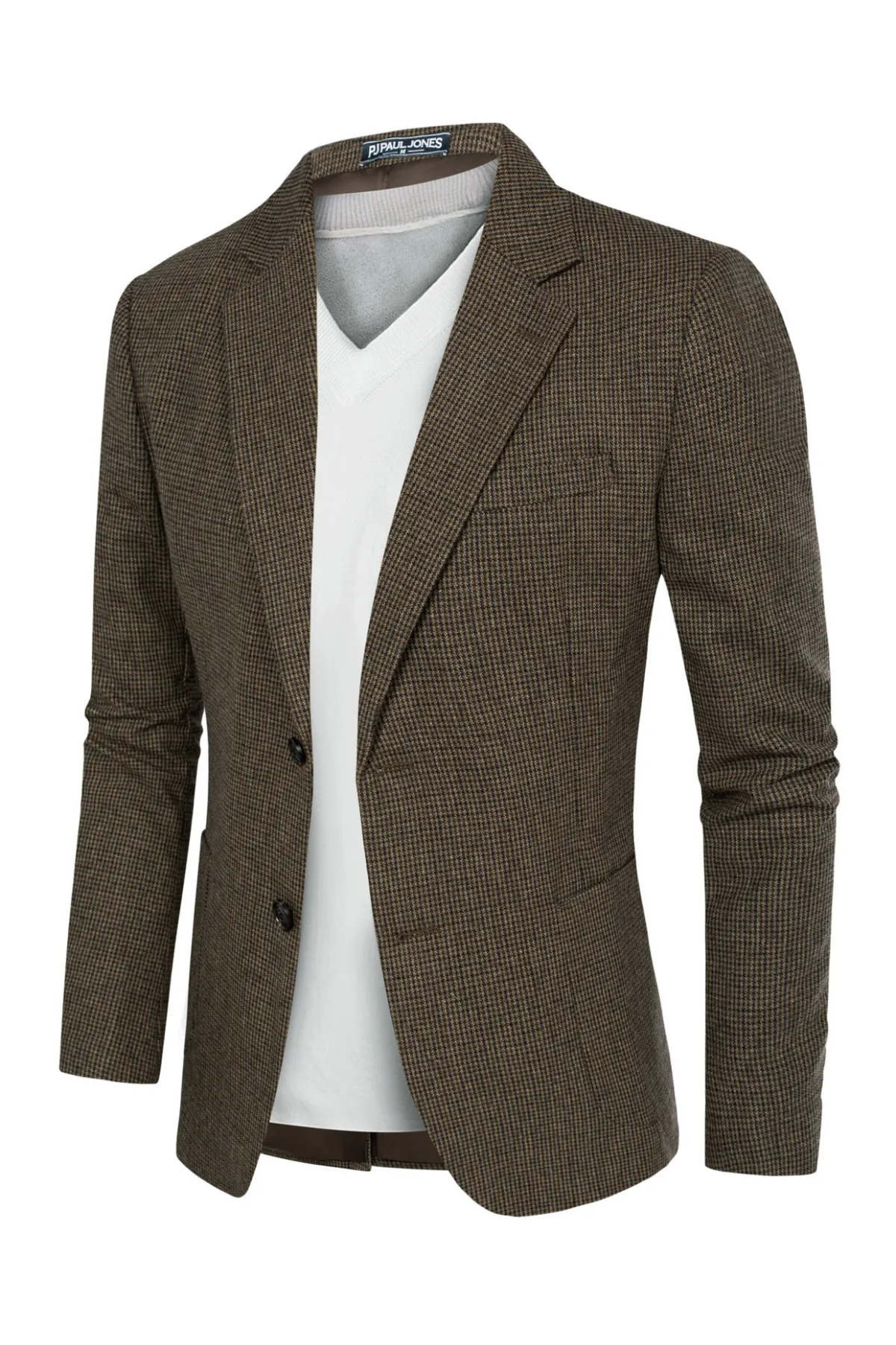 Herringbone Tweed Two Buttons Blazer British Wool Blend Sport Coat Jacket