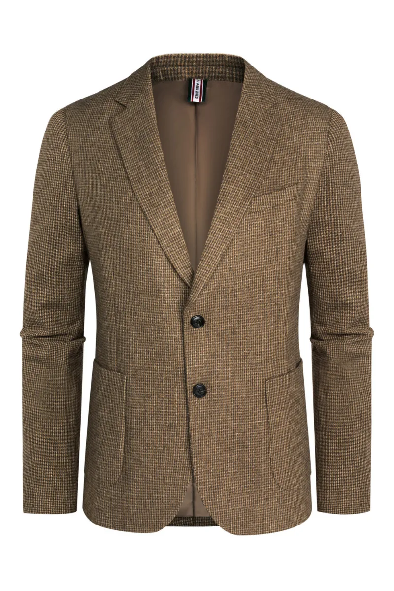 Herringbone Tweed Two Buttons Blazer British Wool Blend Sport Coat Jacket