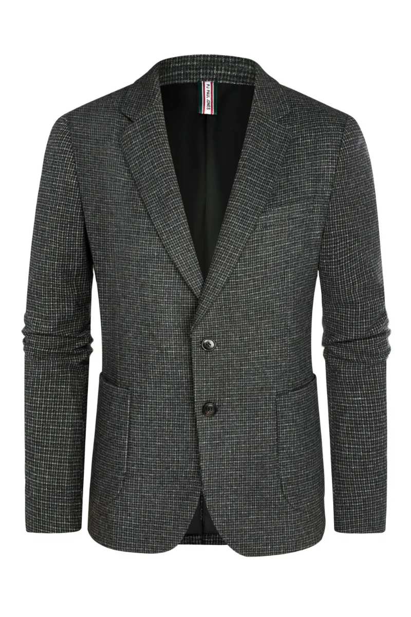 Herringbone Tweed Two Buttons Blazer British Wool Blend Sport Coat Jacket