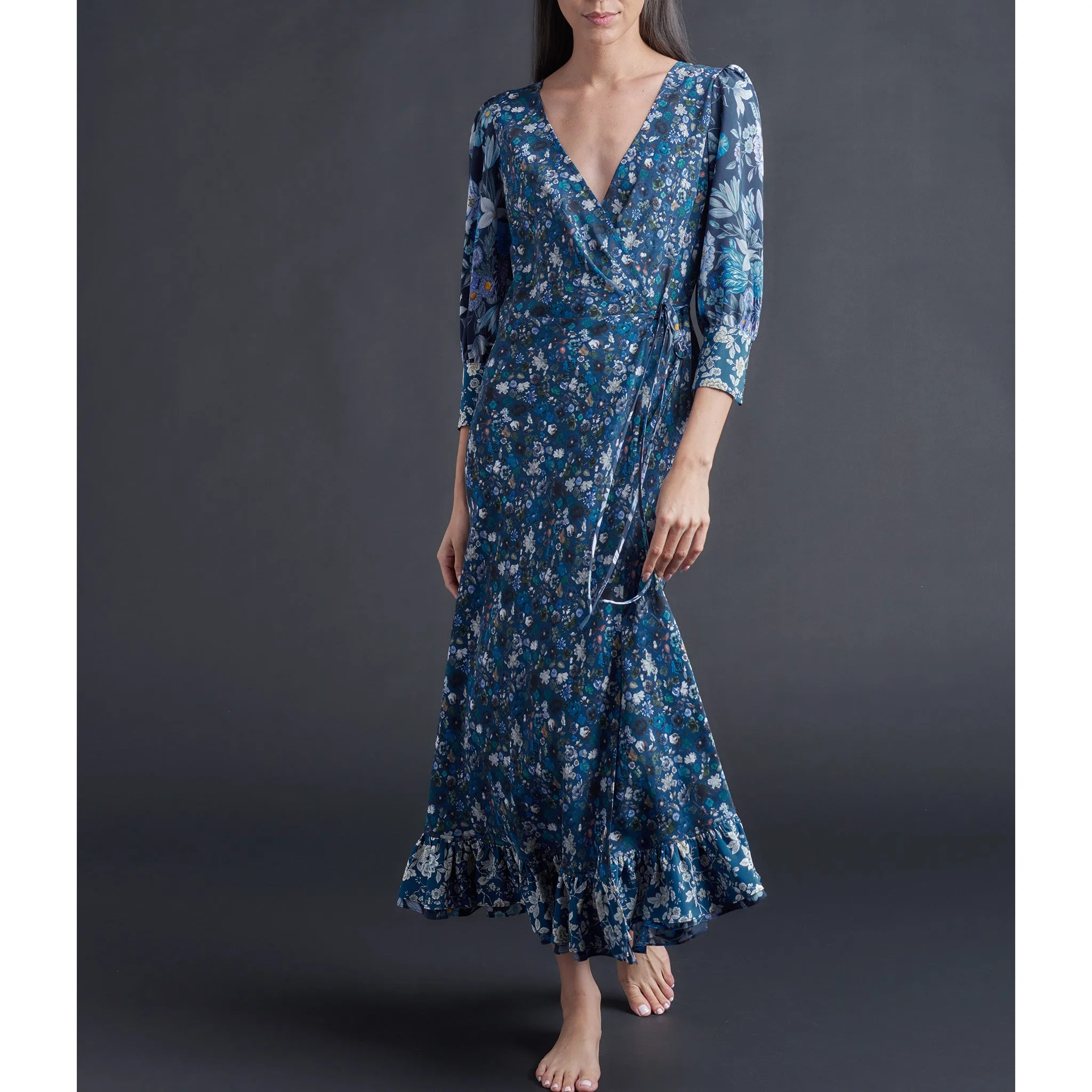 Hestia Wrap Dress in Liberty Print Silk Crepe de Chine