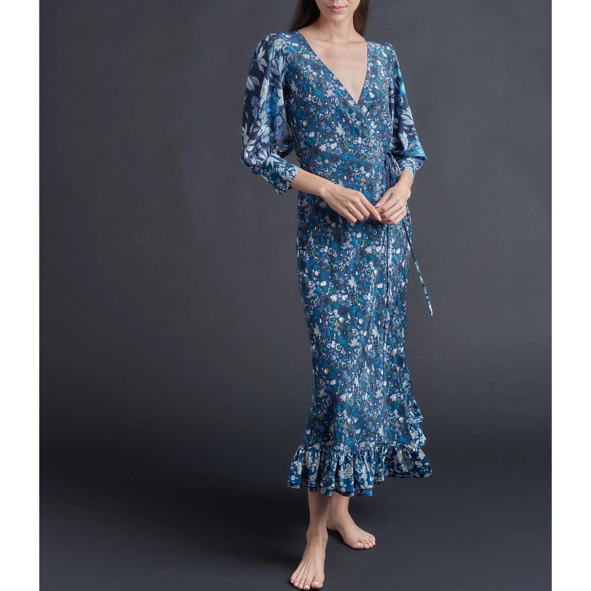 Hestia Wrap Dress in Liberty Print Silk Crepe de Chine