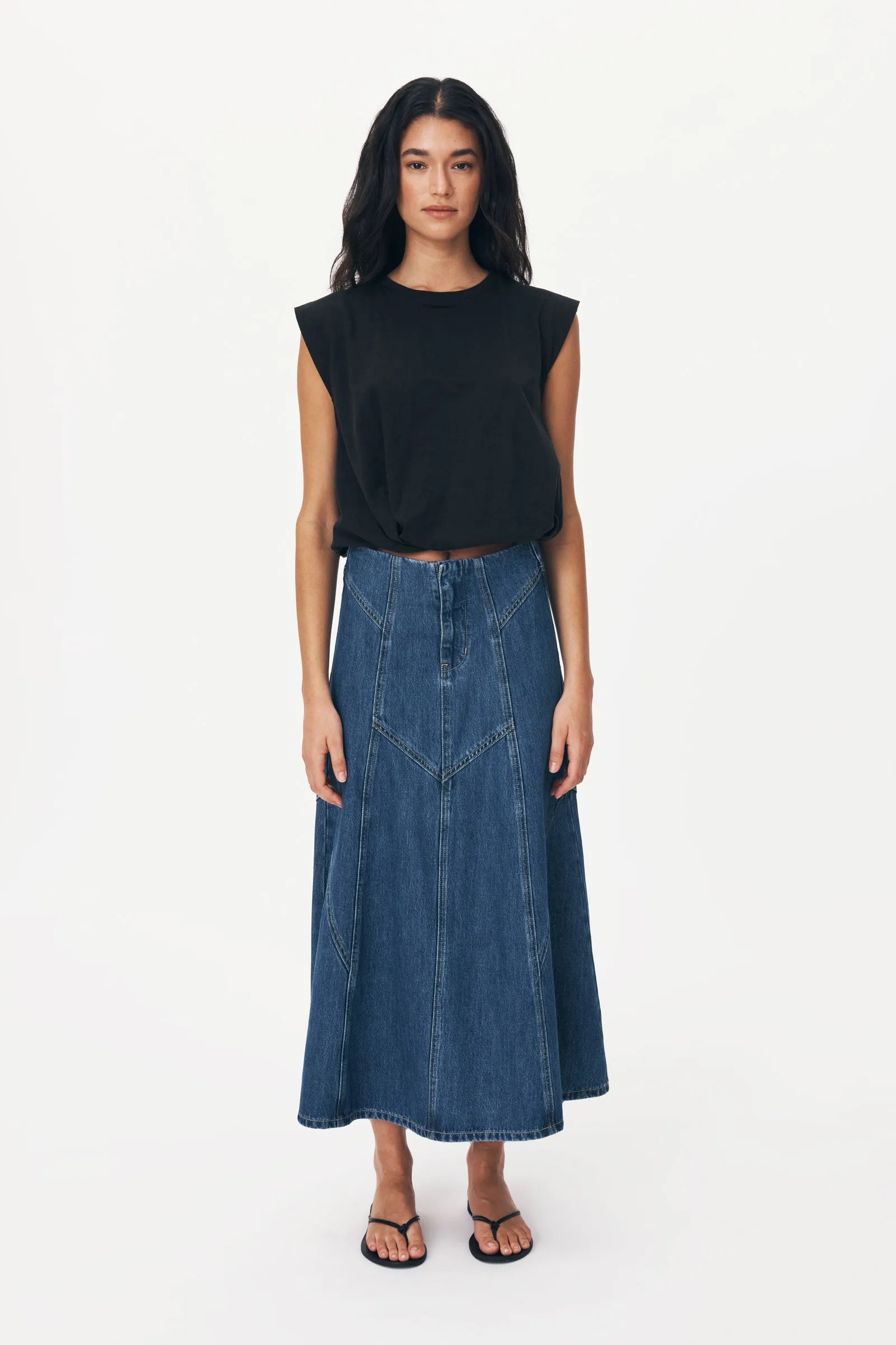 Jeanette Denim Midi Skirt