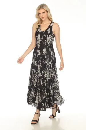 Johnny Was Dreamer Silk Bias Floral V-Neck Maxi Dress Boho Chic R30923