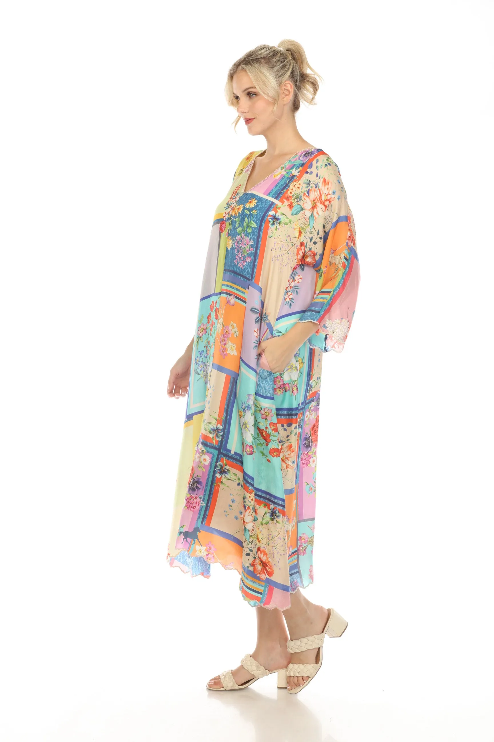 Johnny Was Stallion Cadence Silk Maxi Dress Boho Chic C31023-E