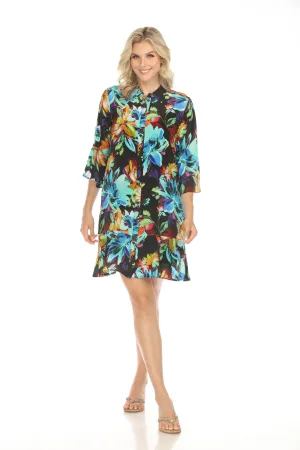 Johnny Was Workshop Floral Silk Shirt Dress W092424 Boho Chic