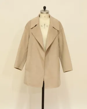 Longline Collared Wool Coat - Blush