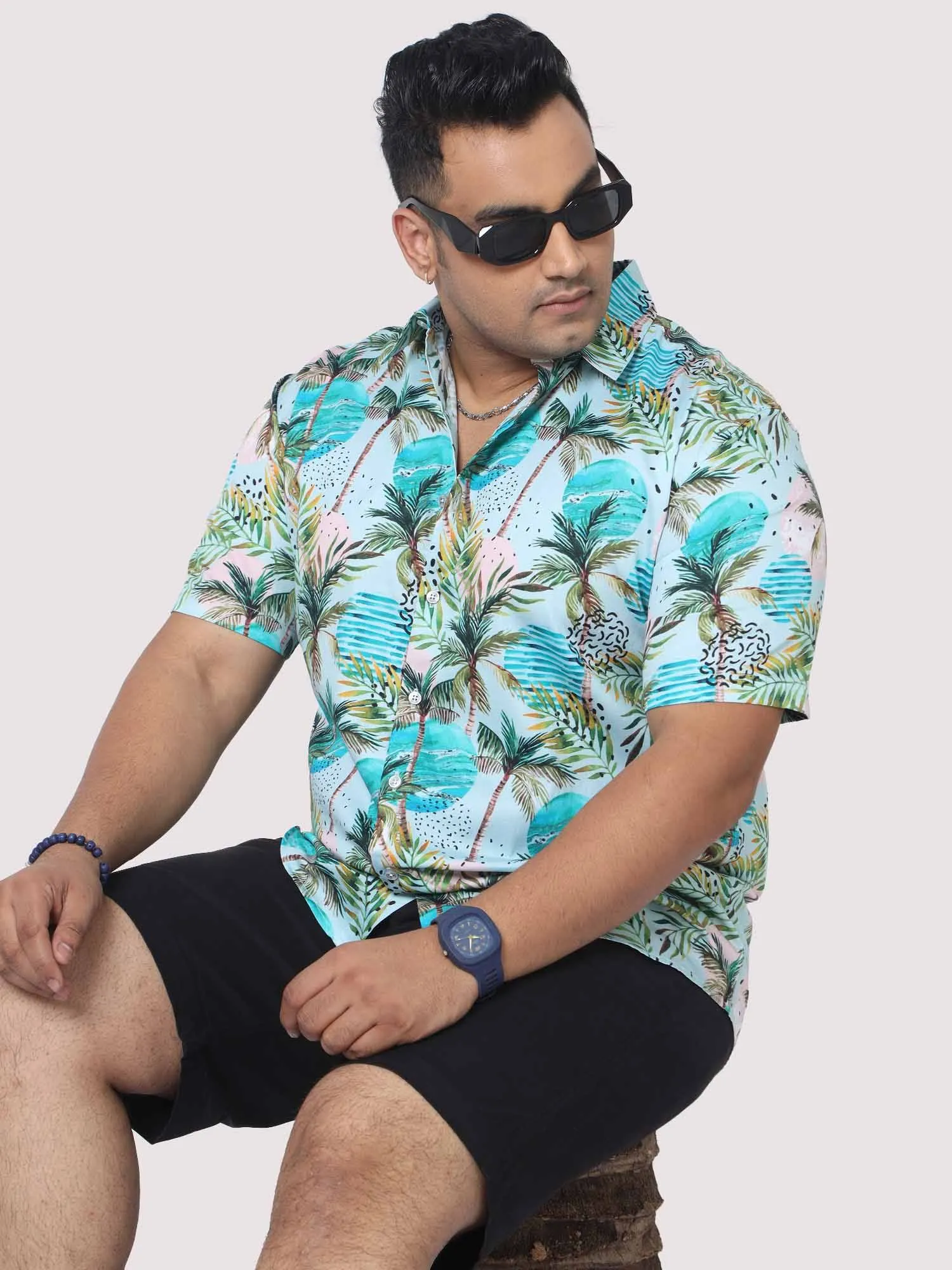 Men Plus Size Coco Fashion Digital Printed Half Shirt