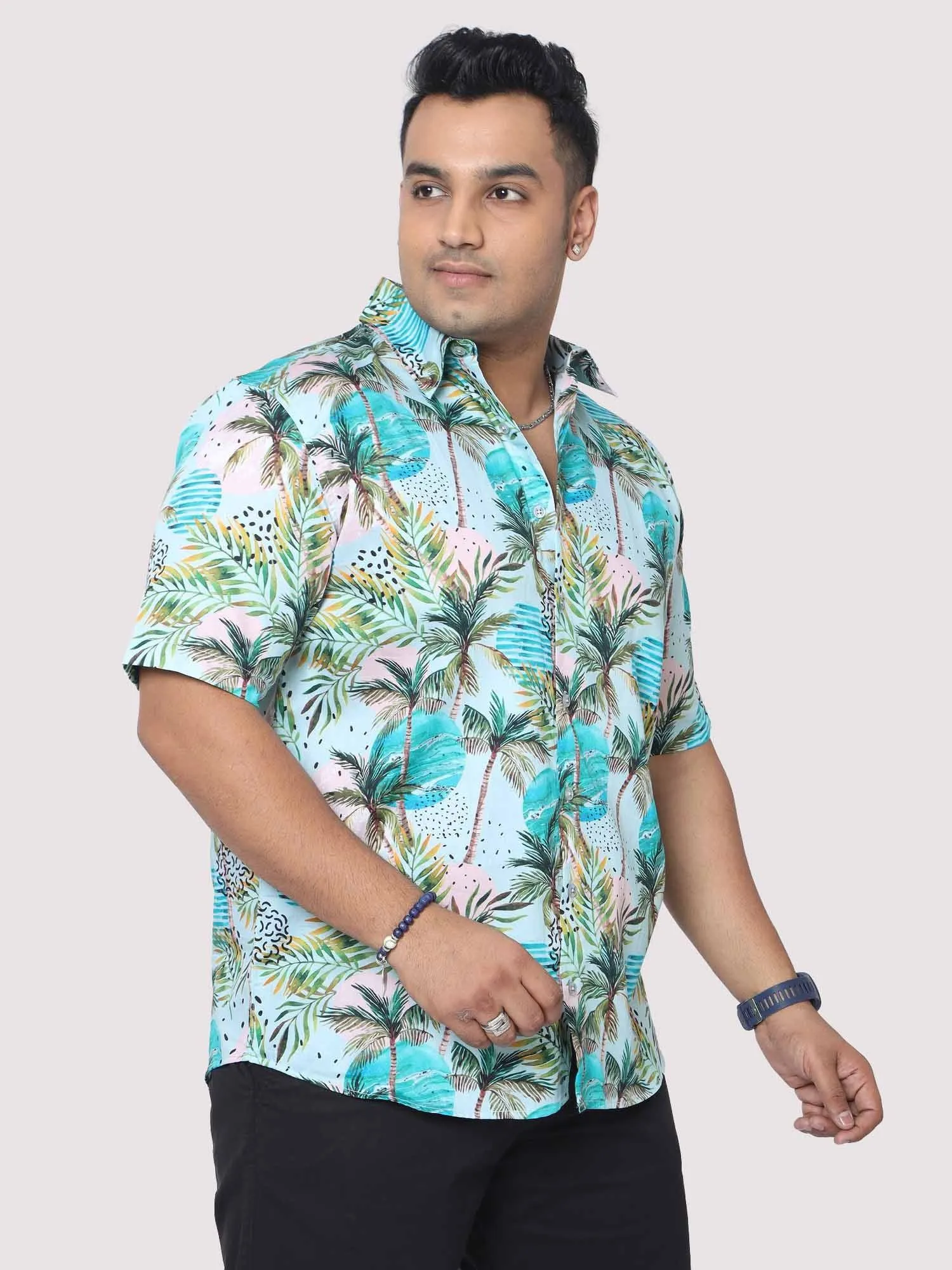 Men Plus Size Coco Fashion Digital Printed Half Shirt