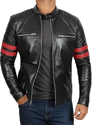 Mens Black Cafe Racer Retro 100% Real Lambskin Leather Jacket | Mens Black Cafe Racer Leather Jacket