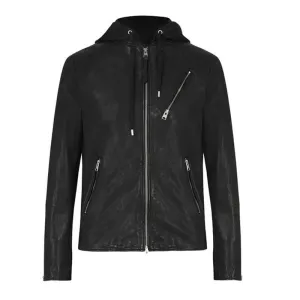 Men's Black Leather Biker Jacket