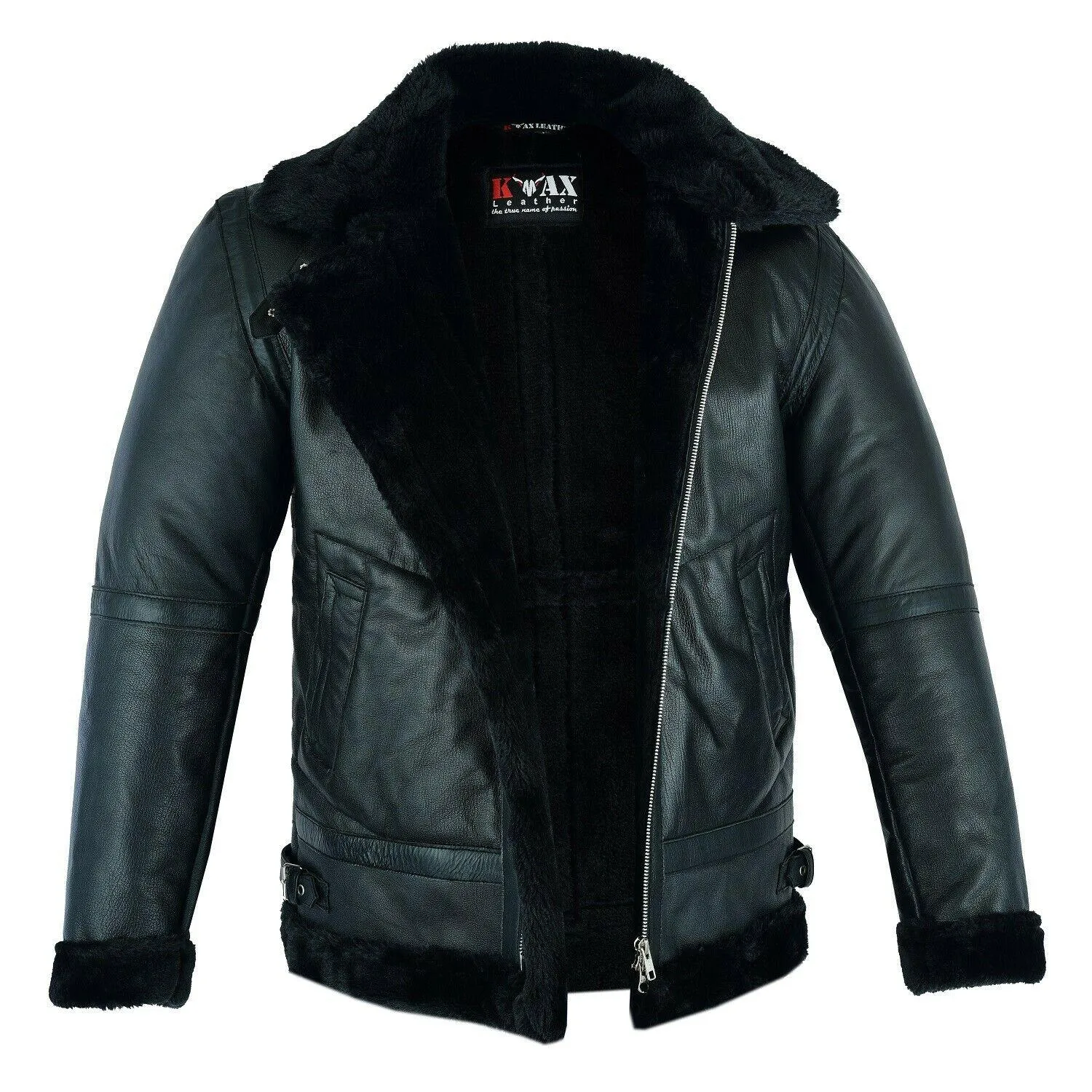 Men's Shearling Leather Black Fur B3 Aviator Jacket - RAF Bomber Jacket