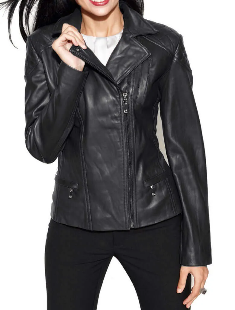 New Stylish Brand New Women's Fashion Motorcycle Cow Leather Slim fit Jacket