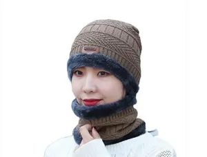 Outdoor Ski Hat & Scarf Warm Knitted Beanie for Men & Women