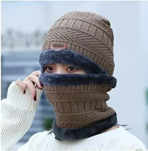 Outdoor Ski Hat & Scarf Warm Knitted Beanie for Men & Women