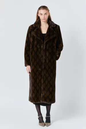 Patterned Faux Fur Coat