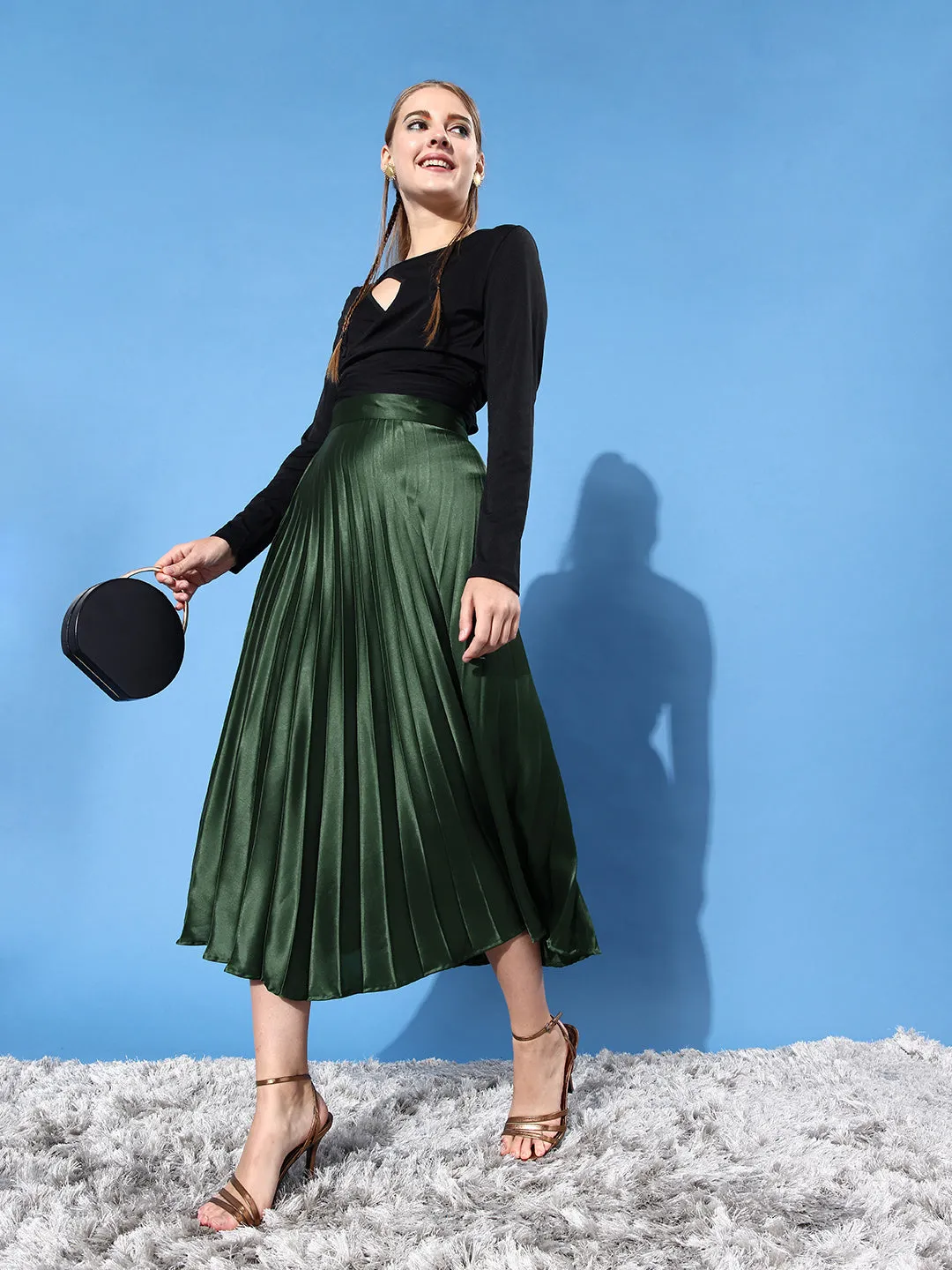 Pleated Midi Skirt