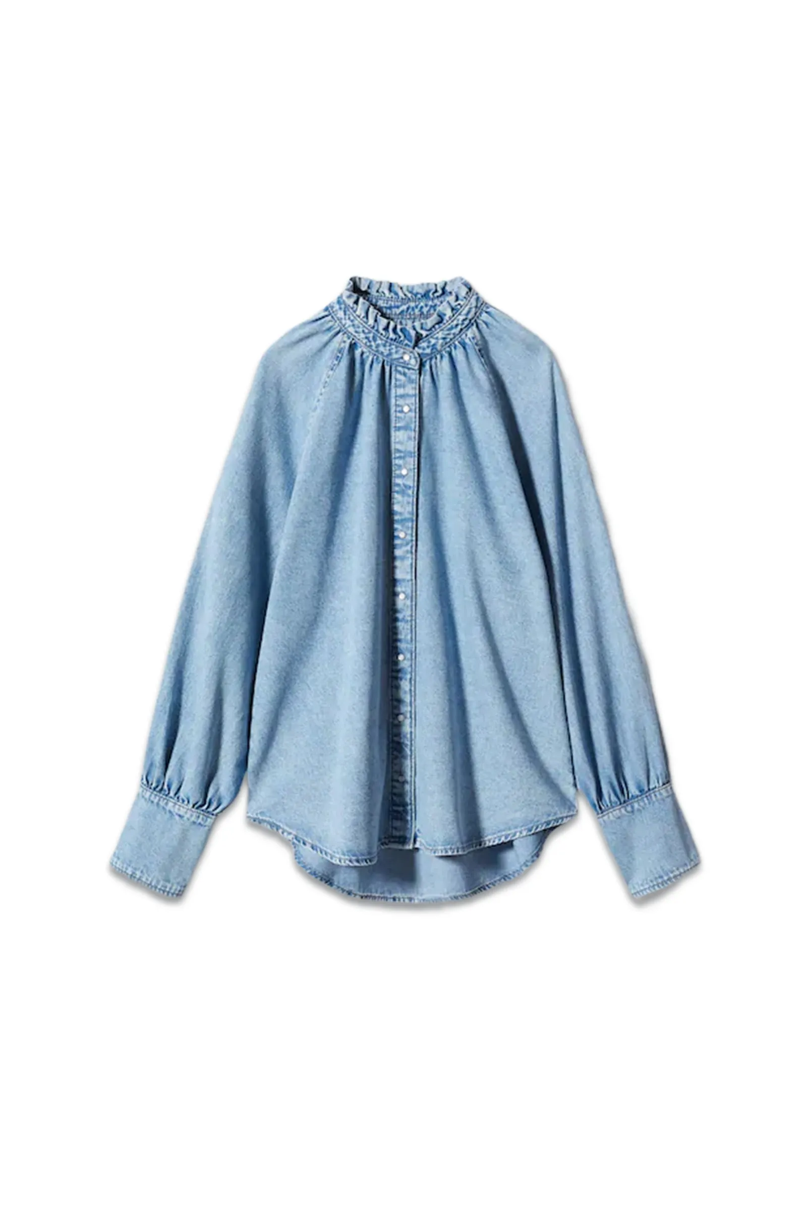 Puffed Sleeves Denim Shirt