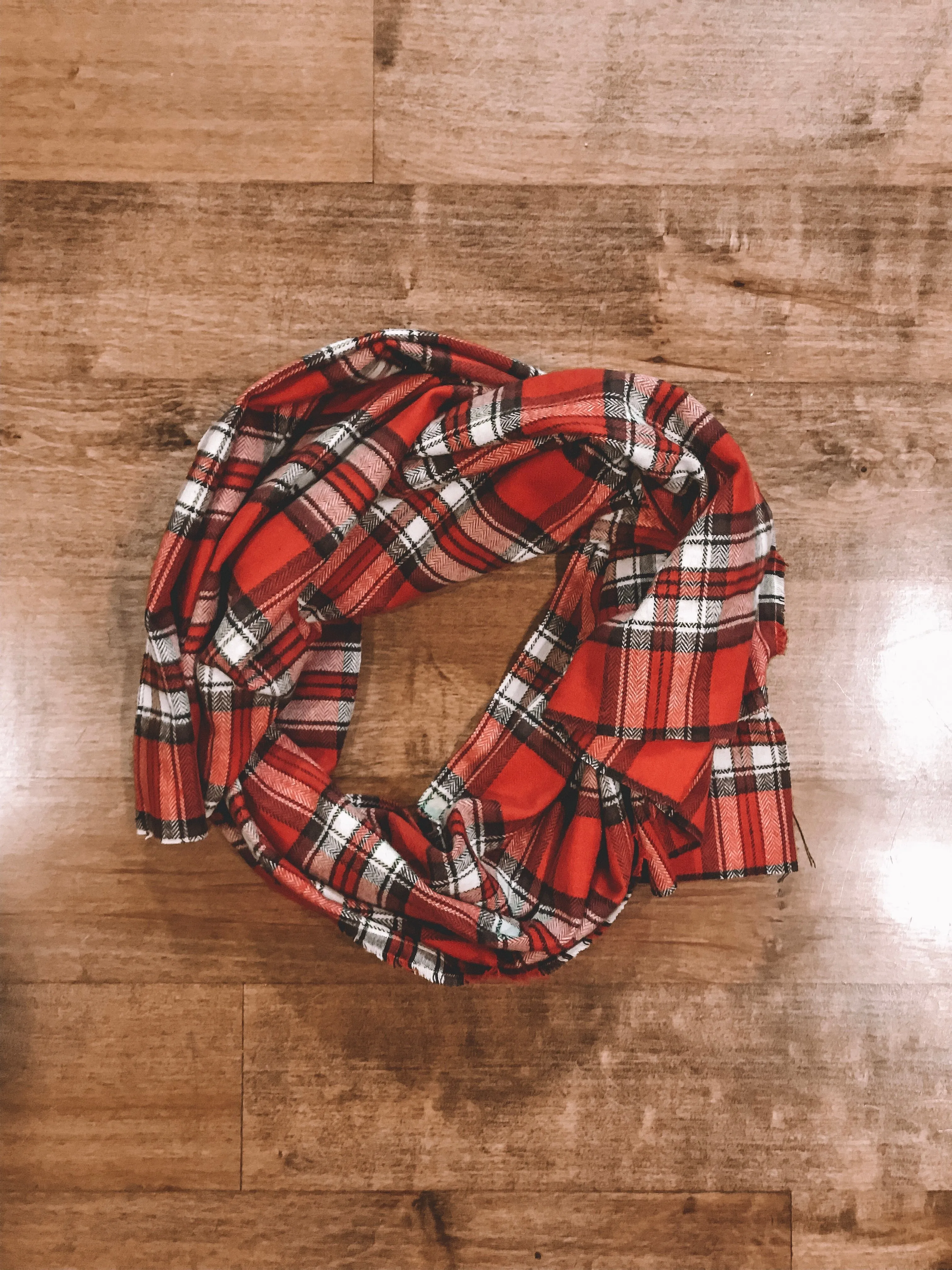 Red Plaid Blanket Scarf Handmade Tartan Shawl Wrap Warmer