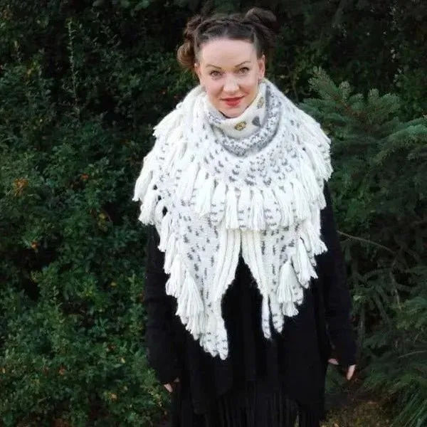 Retro Owl Scarf - Ladies Shawl Hedwig Knitting Pattern