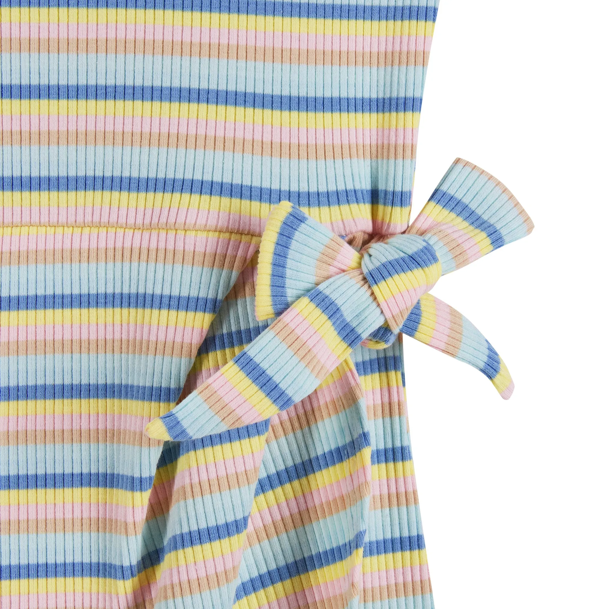 Rib Knit Faux Wrap Dress (Size 7-14 Years) | Multicolor Stripe