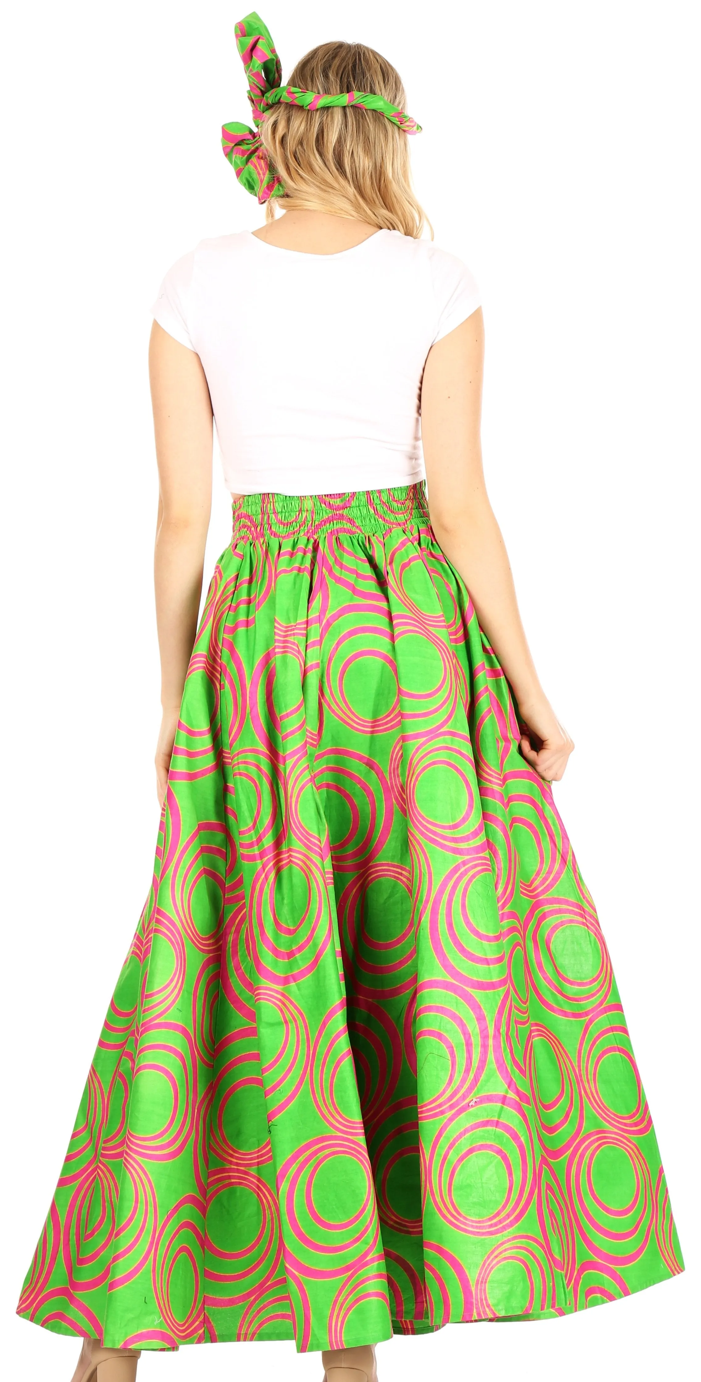 Sakkas Asma Convertible Traditional Wax Print Adjustable Strap Maxi Skirt | Dress