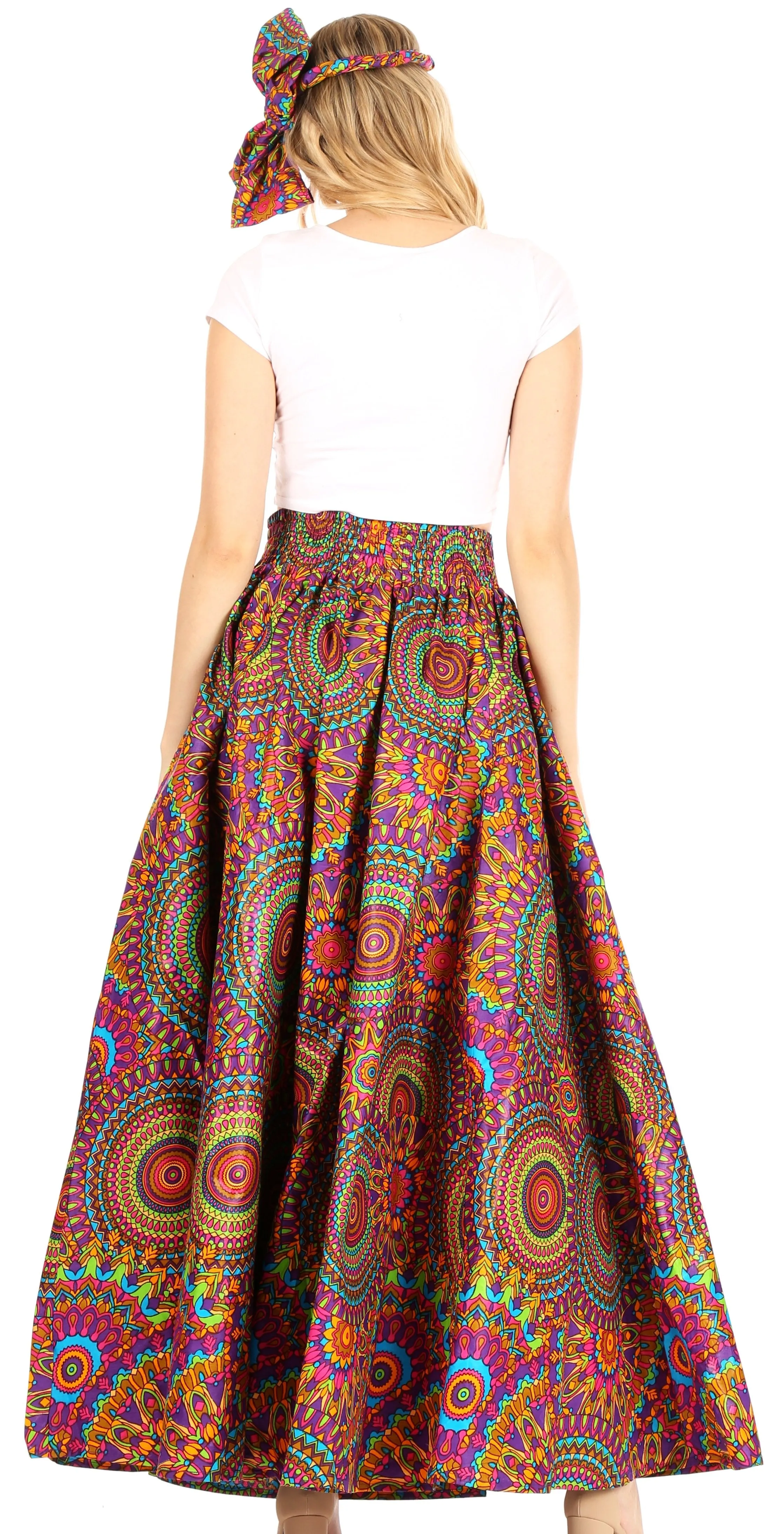 Sakkas Asma Convertible Traditional Wax Print Adjustable Strap Maxi Skirt | Dress